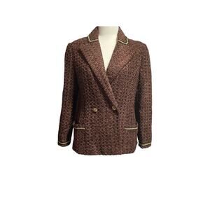 1960s Cyreld Paris Brown & Gold Vintage Boston MA Womens Blazer Jacket Coat